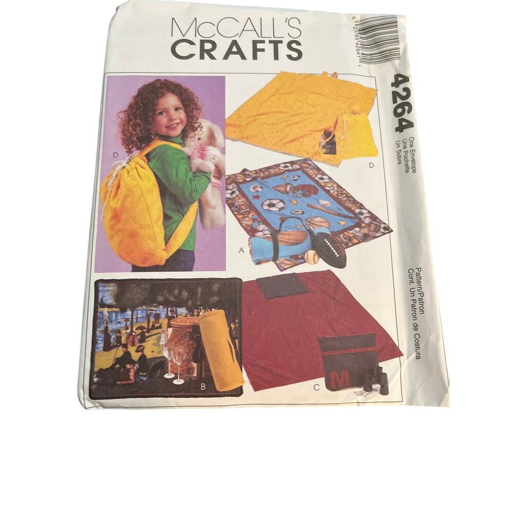 McCall’s Crafts 4264 Easy Fleece Blankets patterns Carrier Cushion Backpack